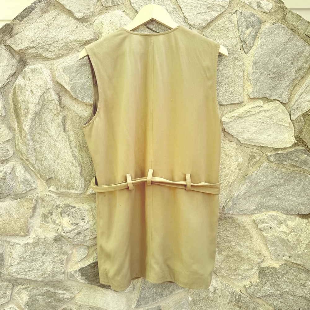 Vintage 90s Safari Vibes Khaki Sleeveless Button-Up Vest with Belt size 8 medium - Picture 7 of 8